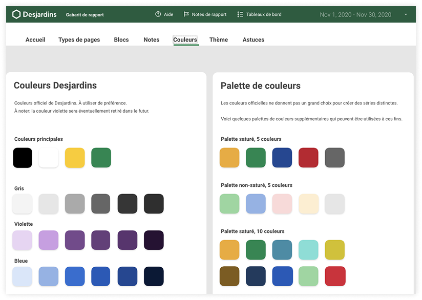 Style guide report templates